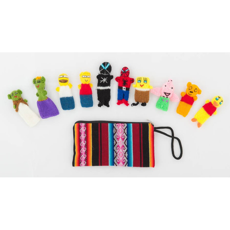 Set of 10 "Super Hero" finger puppets with case